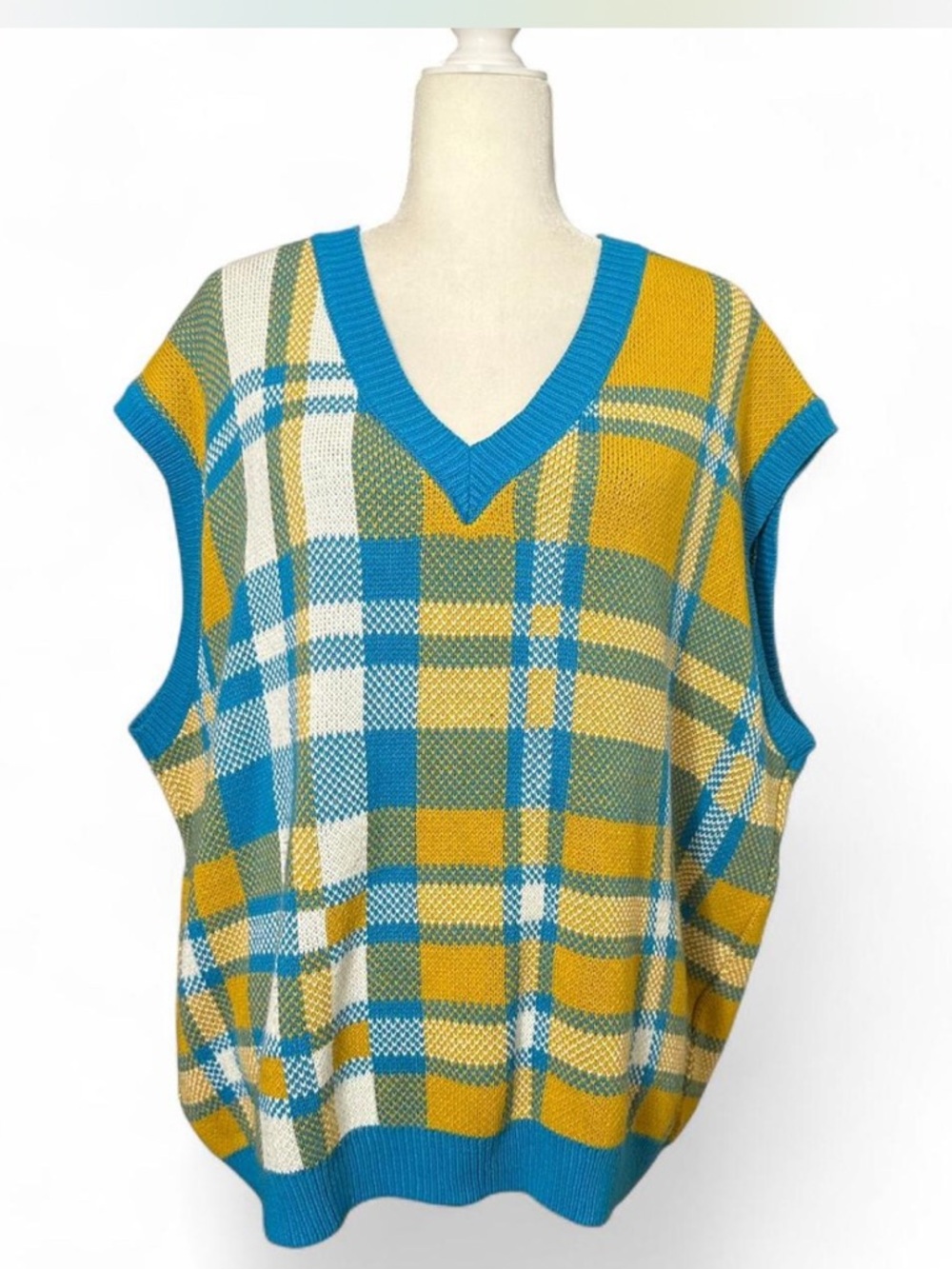 💜 ASOS Design Checkered Sweater Vest (M/To Fit Chest 40”)